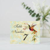 Vintage Hummingbird Tischnummer Card (Stehend Vorderseite)
