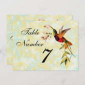 Vintage Hummingbird Tischnummer Card (Vorne/Hinten)