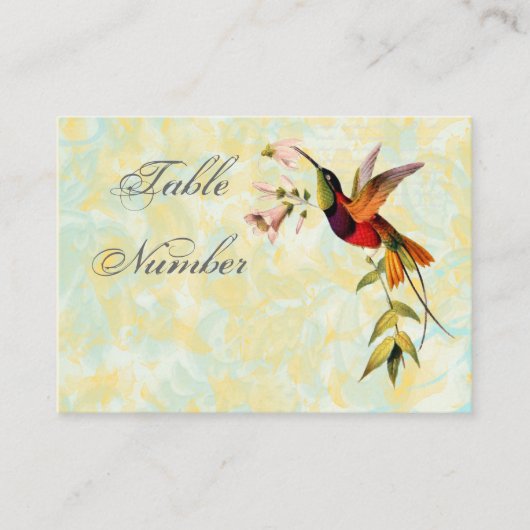 Vintage Hummingbird Tischnummer Cards Platzkarte (Vorderseite)