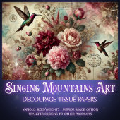 Vintage Hummingbirds Floral Collage Decoupage  Seidenpapier