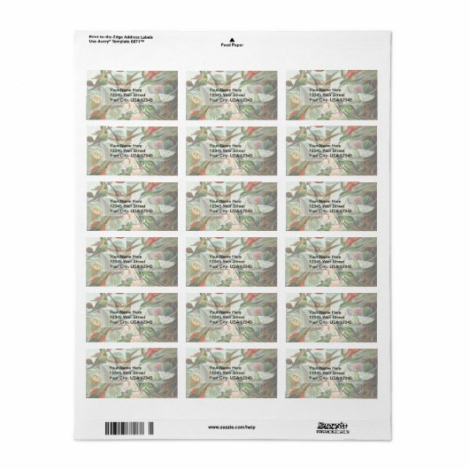 Vintage Hummingvögel Adressaufkleber (Vorne)