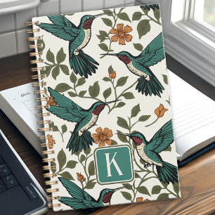 Vintage Hummingvogel Botanische Orangefarbene Blum Planer