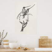 Vintage Hummingvögel Langschwangen Personalisierte Poster (Küche)