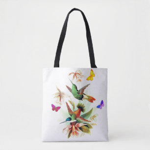 Vintage Hummingvögel und Schmetterlinge Tasche