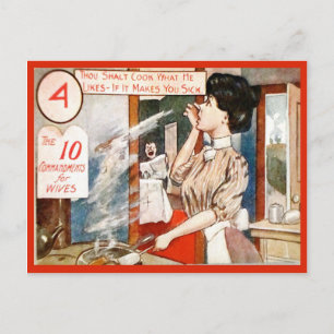 Vintage Humor, 10 Gebote für Ehefrauen Postkarte