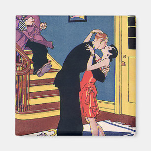 Vintage Humor, Liebe und Romantik, Kuss in der Nac Magnet