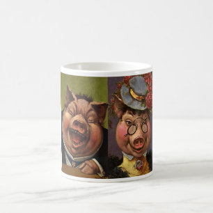 Vintage Humor, lustige viktorianische Schweine lac Kaffeetasse