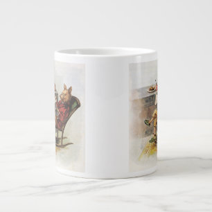 Vintage Humor, Schwein im Schaukelstuhl liest ein  Jumbo-Tasse