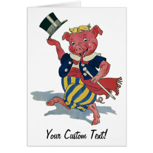 Vintage Humor, süßes glückliches tanzendes Schwein