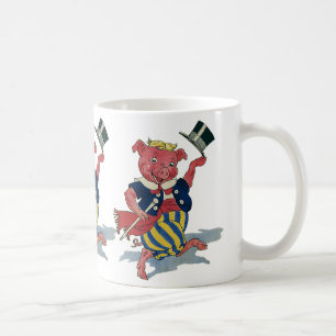 Vintage Humor, süßes glückliches tanzendes Schwein Kaffeetasse