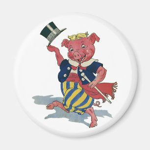 Vintage Humor, süßes glückliches tanzendes Schwein Magnet