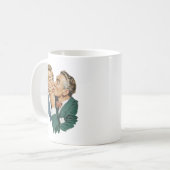 Vintage Humor Überraschende Kuss-Szene Kaffeetasse (Vorderseite Links)
