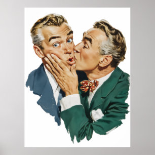 Vintage Humor Überraschende Kuss-Szene Poster