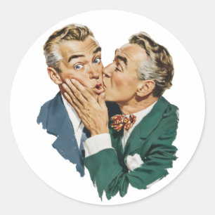 Vintage Humor Überraschende Kuss-Szene Runder Aufkleber