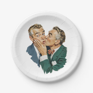 Vintage Humor Überraschender Kuss-Szene Pappteller