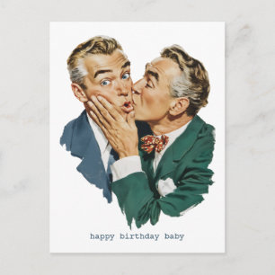 Vintage Humor Überraschender Kuss Szene Postkarte