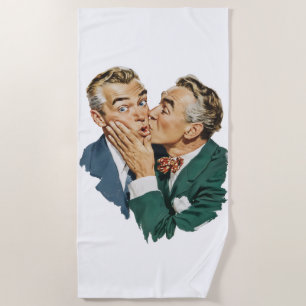 Vintage Humor Überraschender Kuss-Szene Strandtuch