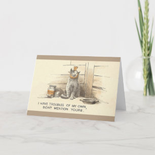 Vintage humorvolle kranke Katze Grußkarte Karte