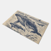 Vintage Humpback Whale Pod Engraving Fußmatte (Schrägansicht)