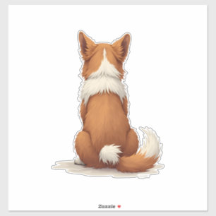 Vintage-Hund-Illustration Rückansicht auf weißem H Aufkleber