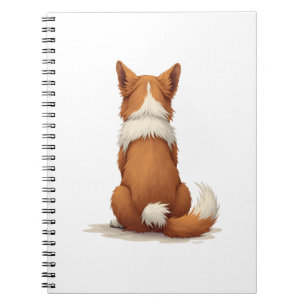 Vintage-Hund-Illustration Rückansicht auf weißem H Notizblock