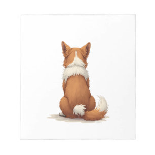 Vintage-Hund-Illustration Rückansicht auf weißem H Notizblock