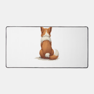 Vintage-Hund-Illustration Rückansicht auf weißem H Schreibtischunterlage