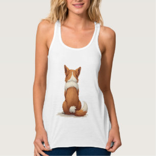 Vintage-Hund-Illustration Rückansicht auf weißem H Tank Top