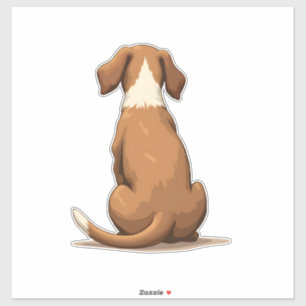 Vintage-Hund-Illustration von hinten, braun und we Aufkleber