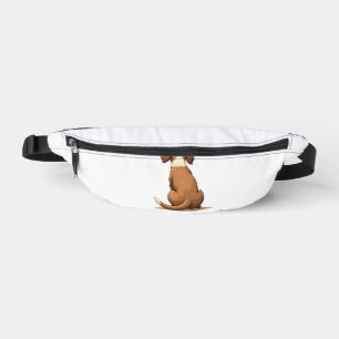 Vintage-Hund-Illustration von hinten, braun und we Bauchtasche