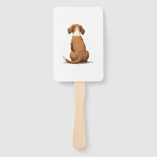 Vintage-Hund-Illustration von hinten, braun und we Fächer