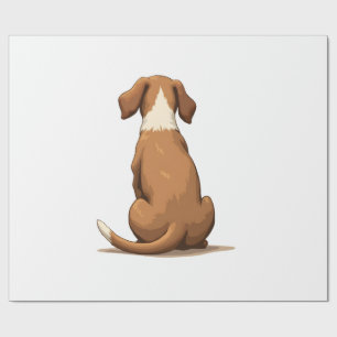Vintage-Hund-Illustration von hinten, braun und we Geschenkpapier