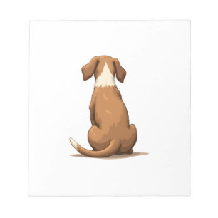 Vintage-Hund-Illustration von hinten, braun und we Notizblock