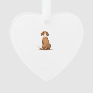 Vintage-Hund-Illustration von hinten, braun und we Ornament