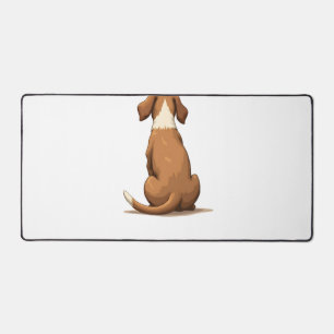 Vintage-Hund-Illustration von hinten, braun und we Schreibtischunterlage