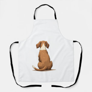 Vintage-Hund-Illustration von hinten, braun und we Schürze