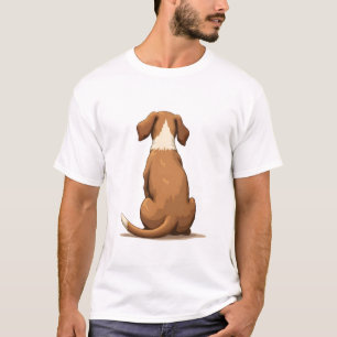 Vintage-Hund-Illustration von hinten, braun und we T-Shirt