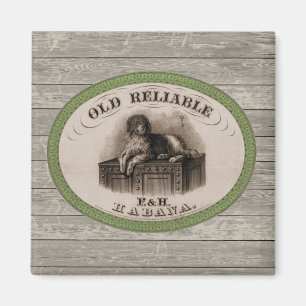 Vintage-Hund-Illustration Zigarrenetikett Magnet