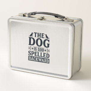 Vintage-Hund-ist-Gott-rückwärts-geschriebenes-Shir Metall Brotdose