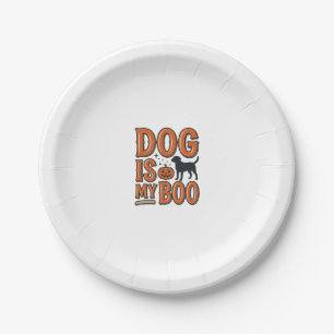 Vintage-Hund ist mein Boo-Halloween-Shirt-Design_1 Pappteller