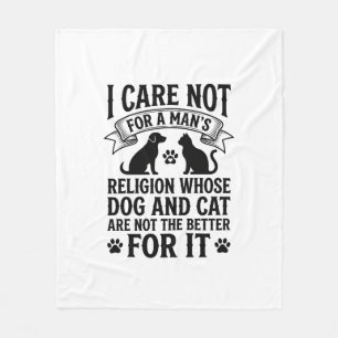 Vintage-Hund-Katze-Religion-Zitat-Pet-Liebhaber-De Fleecedecke