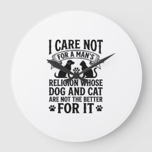 Vintage-Hund-Katze-Religion-Zitat-Pet-Liebhaber-De Große Wanduhr