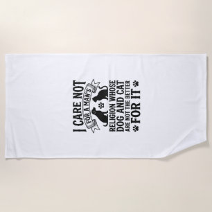 Vintage-Hund-Katze-Religion-Zitat-Pet-Liebhaber-De Strandtuch