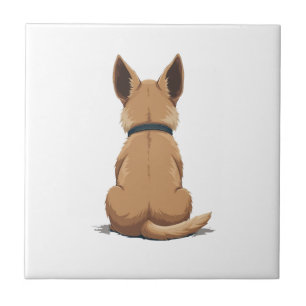 Vintage-Hund Rückansicht-Illustration mit großen O Fliese