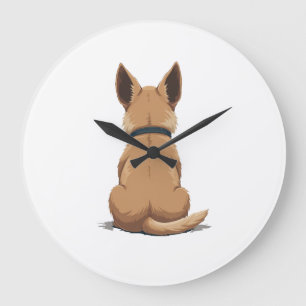 Vintage-Hund Rückansicht Illustration mit großen O Große Wanduhr