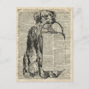 Vintage-Hund-Schablonenillustration auf einer alte Postkarte
