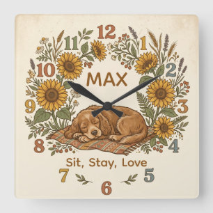 Vintage-Hund-Silhouette Personalisierte Wanduhr