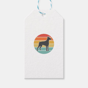 Vintage-Hund-Sonnenuntergangs-Silhouette-Vektordes Geschenkanhänger