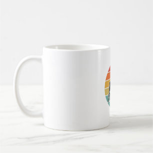 Vintage-Hund-Sonnenuntergangs-Silhouette-Vektordes Kaffeetasse