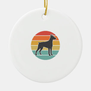Vintage-Hund-Sonnenuntergangs-Silhouette-Vektordes Keramik Ornament